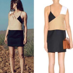 New! Jacquemus Valerie Navy Beige Boucle A Bretelle Mini Dress NWT 20388